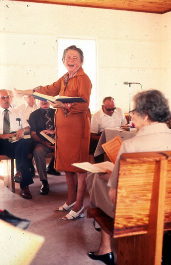 The late Iris Allbriton Yarbrough, leading at a Bethlehem singing in August 1979. Photograph by Peggy A. Bulger, State Archives of Florida, Florida Memory, http://floridamemory.com/items/show/119635. The late Iris Allbriton Yarbrough, leading at a Bethlehem singing in August 1979. Photograph by Peggy A. Bulger, State Archives of Florida, Florida Memory, http://floridamemory.com/items/show/119635.