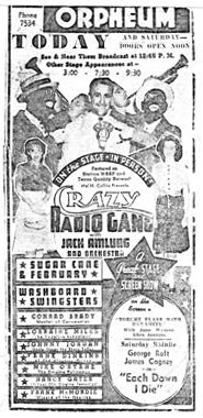 Newspaper advertisement for a Crazy Gang live performance. Newspaper advertisement for a Crazy Gang live performance.