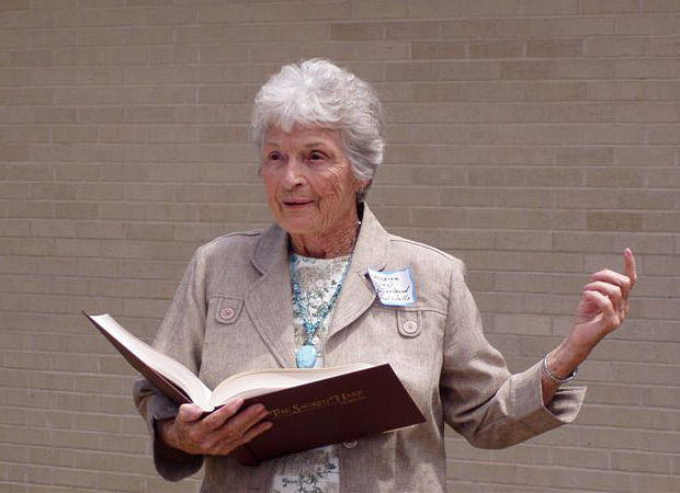 Lorraine Miles McFarland, Awake My Soul cover girl, in 2010—eighty years after the 1930 Mineral Wells Sacred Harp Singing Convention. Lorraine Miles McFarland, Awake My Soul cover girl, in 2010—eighty years after the 1930 Mineral Wells Sacred Harp Singing Convention.