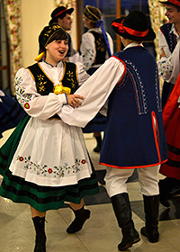 A Kashubian folk show at Camp involved singing, dancing, and snuff-taking, resulting in much sneezing. A good time was had by all. Photograph by Ewan Paterson. A Kashubian folk show at Camp involved singing, dancing, and snuff-taking, resulting in much sneezing. A good time was had by all. Photograph by Ewan Paterson.