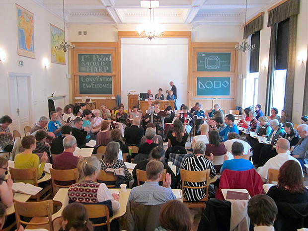 The Poland Convention was held in a hall in the Geography department of Warsaw University. Photograph by Jesse P. Karlsberg. The Poland Convention was held in a hall in the Geography department of Warsaw University. Photograph by Jesse P. Karlsberg.