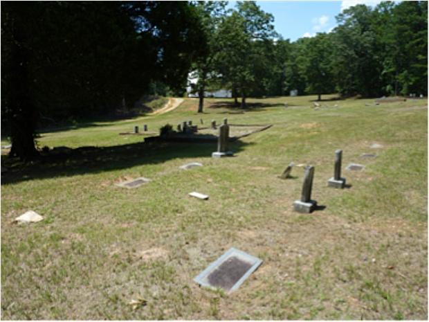 The Brown plot, with Silas’s stone in the foreground and the church in the distance behind. A broken stone and a place where footings only remained can also be seen. The Brown plot, with Silas’s stone in the foreground and the church in the distance behind. A broken stone and a place where footings only remained can also be seen.