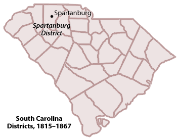 Location of Spartanburg, South Carolina. Walker was a prominent resident of Spartanburg for much of his life.
